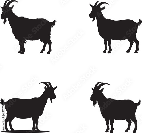 Minimalist Vector Collection of Goat Silhouettes