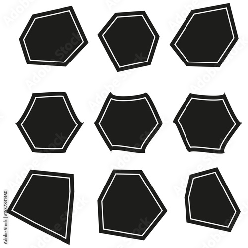 Polygon shape icon. Irregular black vector. Geometric solid figure. Abstract bold form.