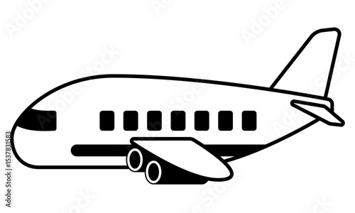 飛行機のイラスト(白黒)