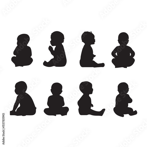 baby silhouette set, Black & White silhouette set