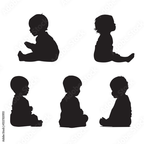 baby silhouette set, Black & White silhouette set