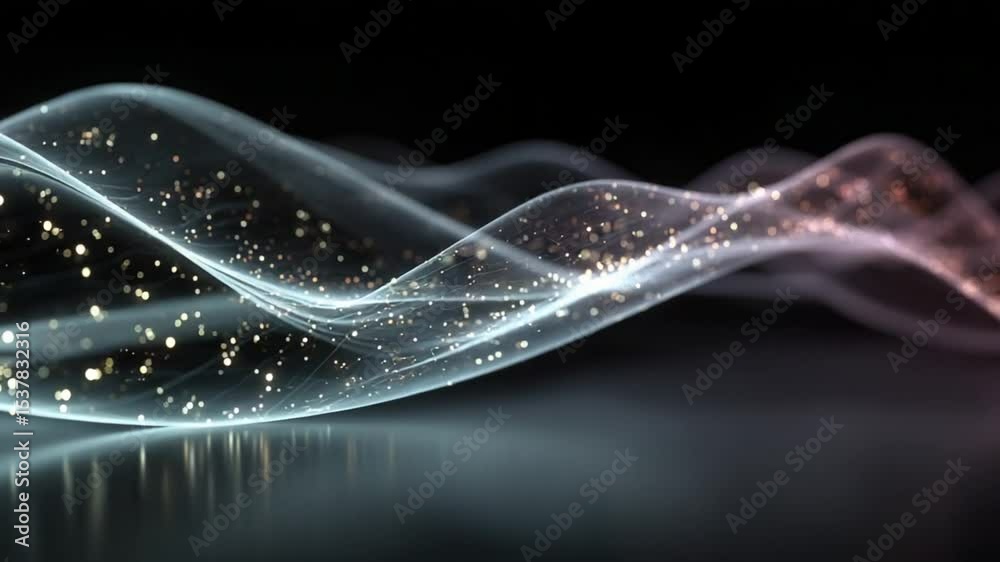 Elegant abstract background with glowing light trails and sparkling particles effect