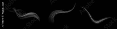 White glowing shiny lines effect vector background. Luminous white lines of speed. Light glowing effect. Light trail wave, fire path trace line and incandescence curve twirl.