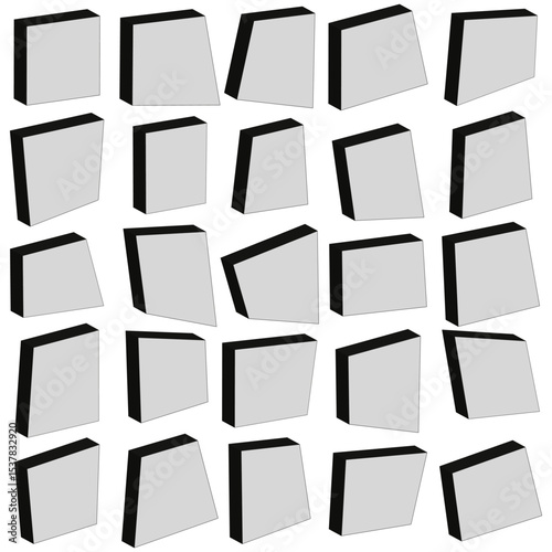 White cube grid. Geometric box pattern. Vector square arrangement. Clean dimensional blocks.