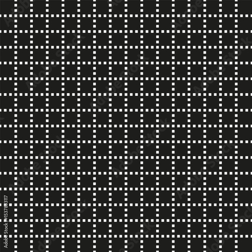 Black mesh grid. White cross pattern. Square tile texture. Vector minimal design.