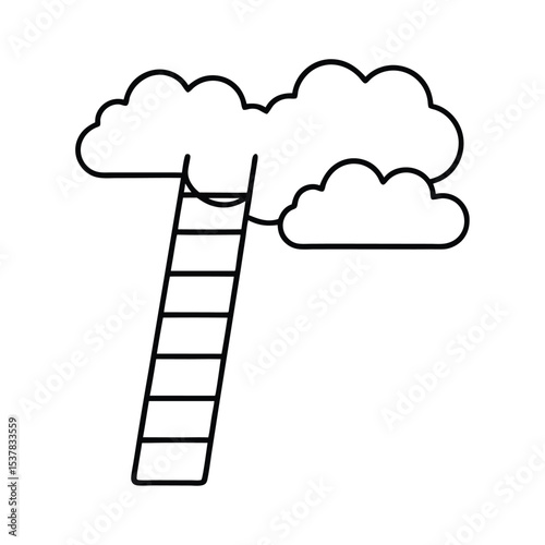 Reaching for success a ladder ascending towards a fluffy white cloud symbolic of ambition and achievement