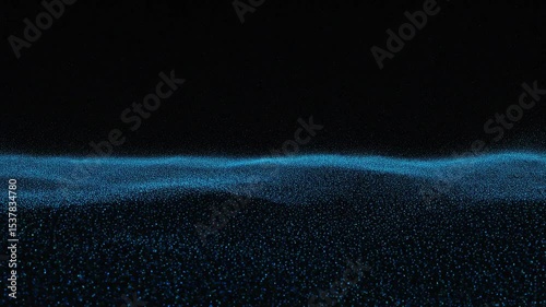 Flowing Particle Wave Animation on Dark Background – Abstract Tech Style Blue Background