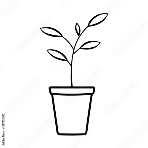 Vibrant illustration of a green plant growing healthily from a terracotta pot showcasing detailed leaves and stems against a clean background