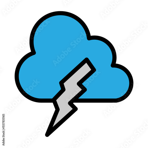 Lightning Cloud Vector Filled Icon Design