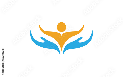 Hand help concept together Logo illustration design v.4