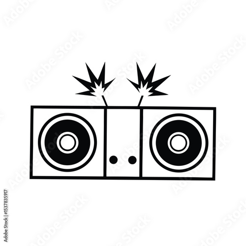 Powerful sound system abstract illustration of blasting speakers with vibrant colors and dynamic design elements