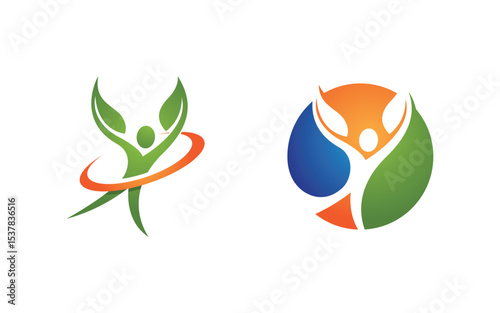 Healthy life Human fit sport logo sign illustration v.286