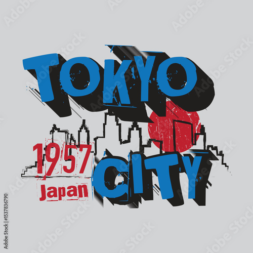 Tokyo City 1957 Japan - Retro Typography Design t shirt design
