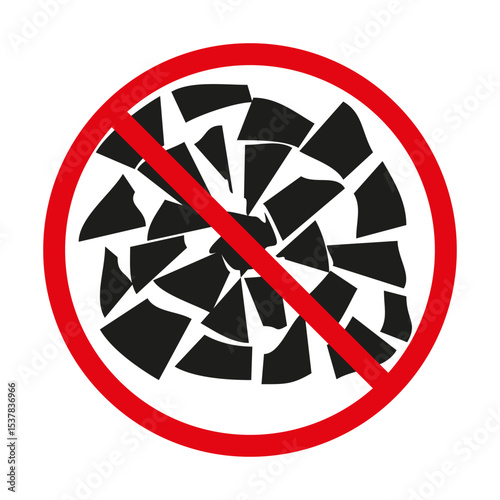 Red circle forbidden. Abstract broken pattern. Warning sign symbol. Vector icon.