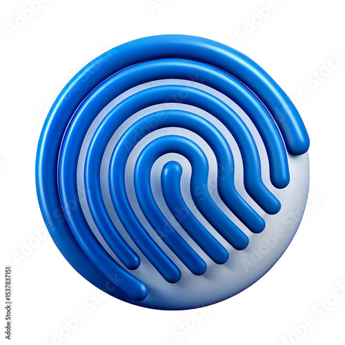 Abstract Blue Fingerprint Design Element for Security and Identity Branding, transparent background