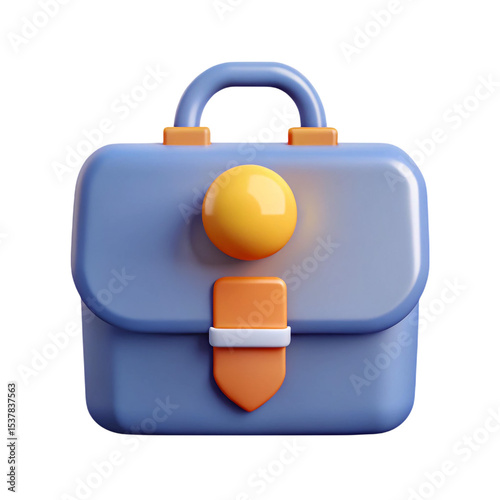 Stylish 3D Render of a Purple Briefcase Icon perfect for App Design and Web Interfaces, transparent background