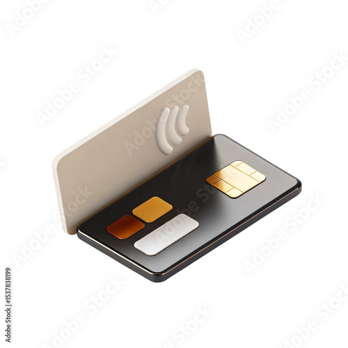 Contactless Payment Card Modern Design Wireless Technology NFC Chip Secure Transaction, transparent background