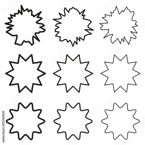 Star edge icon. Decorative shape figure. Spiked abstract symbol. Vector black outline.