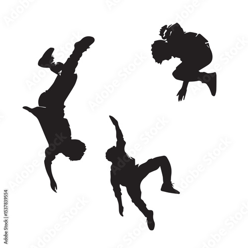 backflip silhouette set, Black & White silhouette set