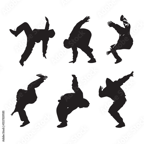 backflip silhouette set, Black & White silhouette set