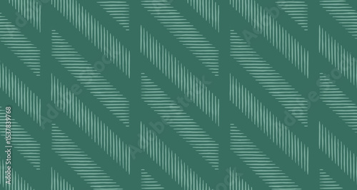 Hand drawn abstract white brush dashed lines seamless pattern, Japanese and ethnic wood carving, engraving texture on green background, minimal graphic for textile, decoration, carpet