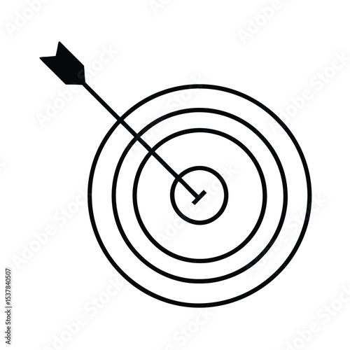 Precisely aimed arrow hitting the center of a bullseye target a vibrant vector illustration perfect for accuracy success and goal achievement concepts