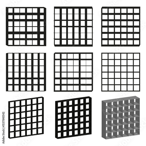 Grid square tile. Boxed layout vector. Repeated square shape. Line pattern.