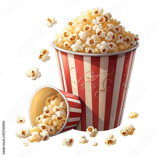 Buttery Popcorn in Red and White Striped Cones: Perfect for Movie Night