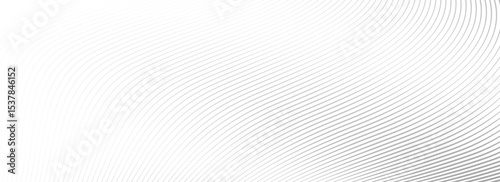Abstract grey wave line background. Light gray dynamic striped texture. Warped and curved lines wallpaper for tech design template, presentation, brochure, leaflet, booklet. Vector airy backdrop