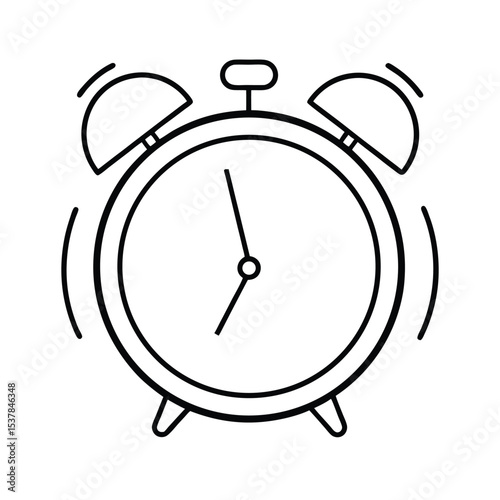 Detailed illustration of a classic alarm clock ringing loudly high resolution vector graphic