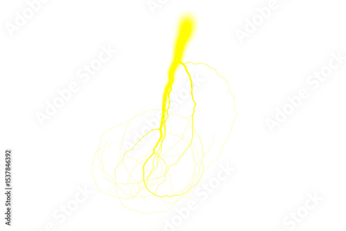 High-Energy Lightning Bolt with Transparent Ripple Trail