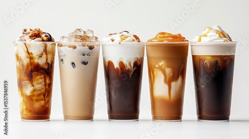 Wallpaper Mural Variety of Iced Coffee Beverages in Clear Disposable Cups Torontodigital.ca