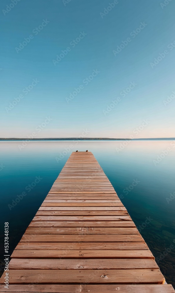 Fototapeta premium Serene Canada Day Lakeside Wooden Boardwalk at Sunset with Summer Warmth and Outdoor BBQ Vibes for Seasonal Celebration and Marketing