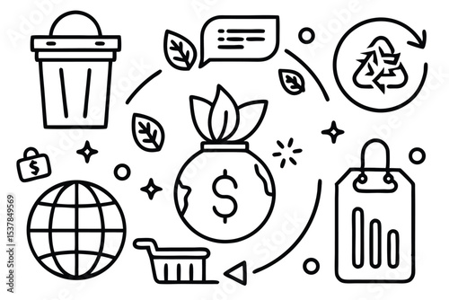 Sustainable economics and environmental protection symbols representing recycling and green investment concepts
