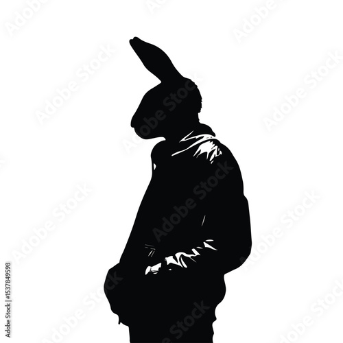 bad bunny silhouette set, Black & White silhouette set