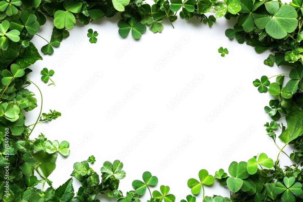 Shamrocks Border. Frame of Green Clover Leafs in Nature Spring Theme Shamrocks Border. Frame of Green Clover Leafs in Nature Spring Theme