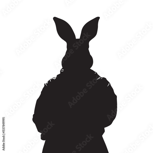 bad bunny silhouette set, Black & White silhouette set