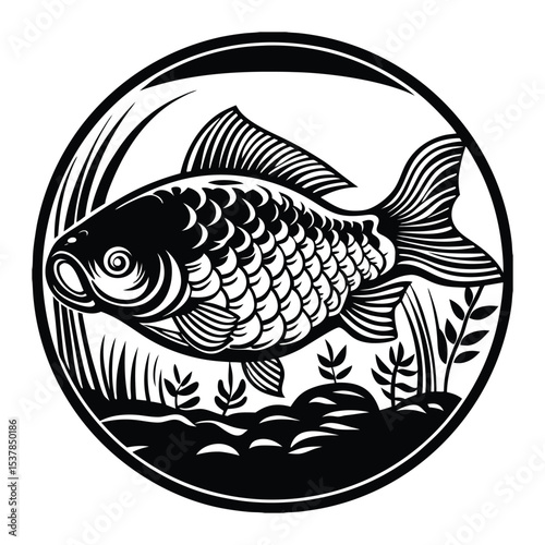 Set of salmon silhouette in line art style.Fish vector by hand drawing.Fish tattoo on white background.Black and white fish vector on white background.Salmon fish sketch for coloring book.