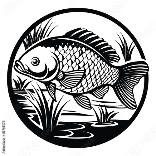 Set of salmon silhouette in line art style.Fish vector by hand drawing.Fish tattoo on white background.Black and white fish vector on white background.Salmon fish sketch for coloring book.