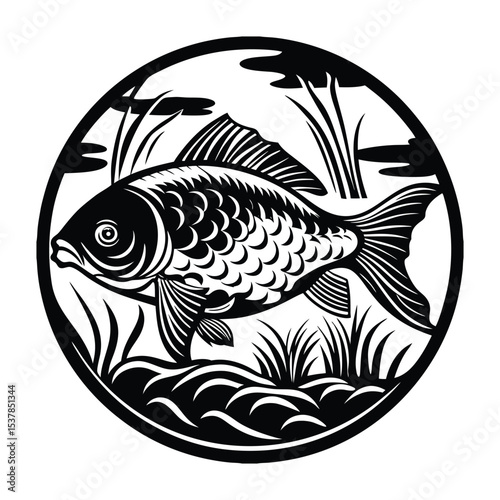 Set of salmon silhouette in line art style.Fish vector by hand drawing.Fish tattoo on white background.Black and white fish vector on white background.Salmon fish sketch for coloring book.