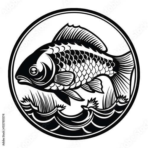 Set of salmon silhouette in line art style.Fish vector by hand drawing.Fish tattoo on white background.Black and white fish vector on white background.Salmon fish sketch for coloring book.