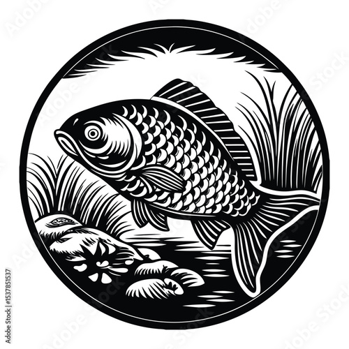 Fish or seafood flat icon for food apps and websites