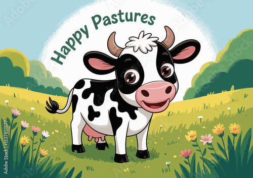 Happy Cow in the Pasture