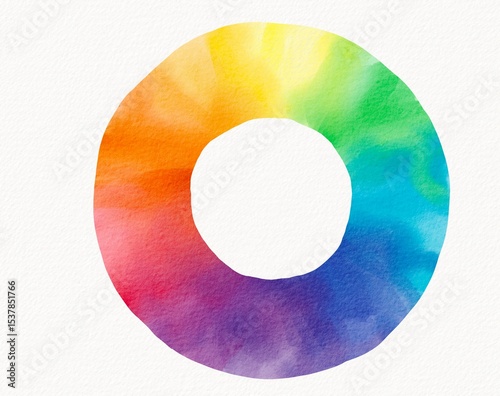 Circular rainbow watercolor representing wholeness, diversity, and harmony with a modern soft art style