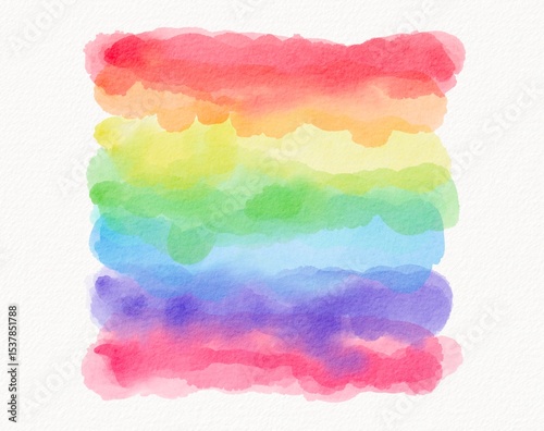 Watercolor pride flag design with soft horizontal rainbow stripes to represent love and inclusiveness