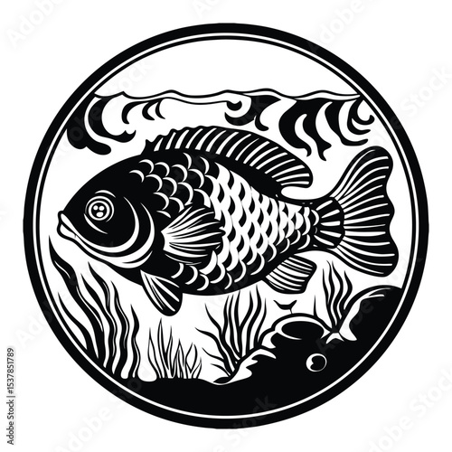 Fish or seafood flat icon for food apps and websites