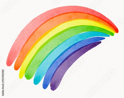 Hand painted rainbow arc in watercolor style symbolizing hope, unity, and diversity through gentle brushstrokes