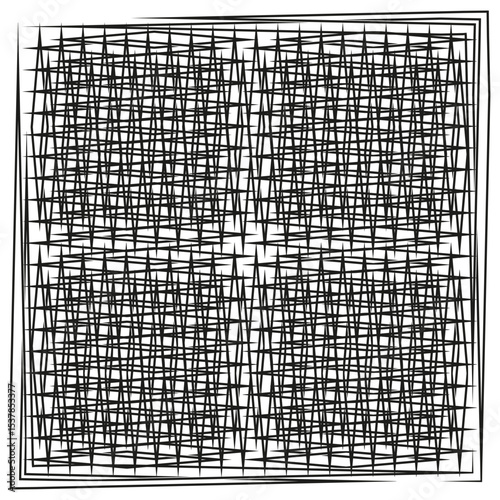 Crosshatch line texture. Grungy scratch pattern. Abstract rough surface. Vector graphic element.
