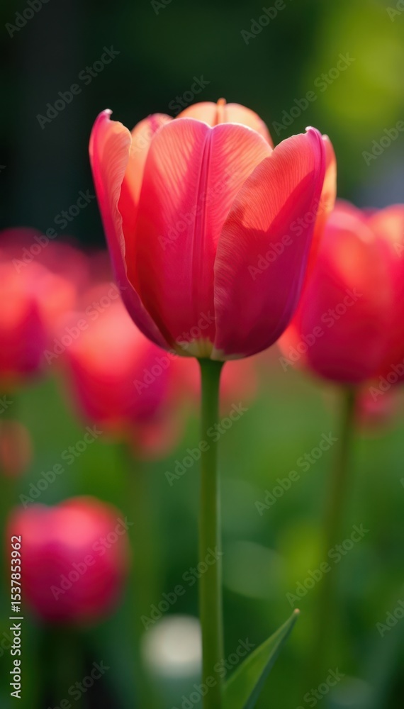 Vibrant tulip, rich hues, lush flowerbed backdrop, blossoming, flowers Vibrant tulip, rich hues, lush flowerbed backdrop, blossoming, flowers