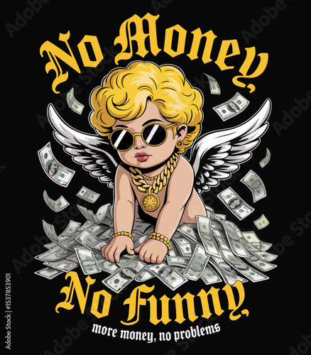 Money Baby Angel with Cash Everywhere
